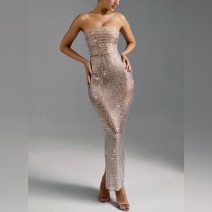 Oh Polly Amaya Embellished Maxi Dress in Almond